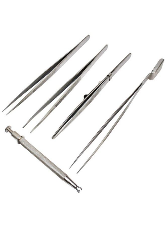 Oscar - 5 Pc Diamond Tweezers Set Stainless Steel Prong Jewelry Tool Pick Up Gripping - Image 1