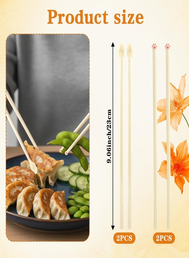 Thrymme Cat Paw Chopsticks, 4 Pairs Cat Chopsticks with Hands and Cats Paw, Non-Slip Grip Lightweight Reusable Chopstick, Fun & Functional Tableware Gifts - Image 3