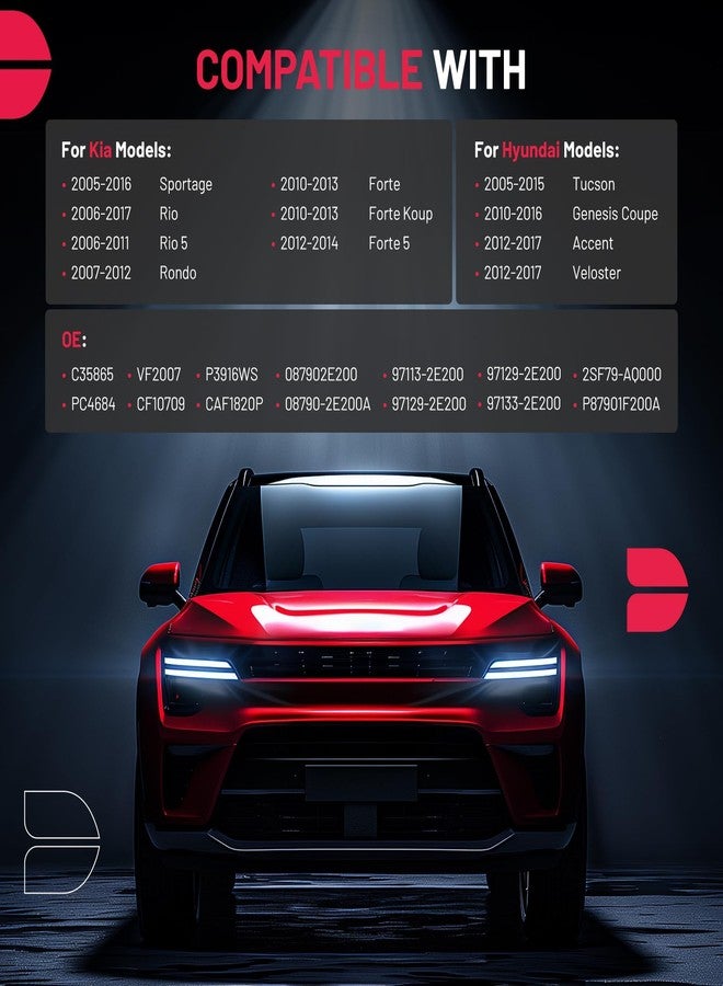 BDFHYK فلتر هواء المقصورة BDFHYK CF10709 مع الكربون النشط، متوافق مع سيارات كيا فورتي/فورتي كوب، فورتي 5، ريو، ريو 5، روندو، سبورتاج (موديلات 2010-2013)، ومتوافق أيضًا مع سيارات هيونداي توسان، جينيسيس كوبيه، أكسنت، وفيلوستر. - Image 2