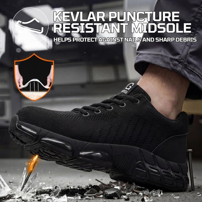 TANIELD Steel Toe Shoes for Men and Women - Lightweight Breathable Safety Sneakers with Air Cushioning - Image 3