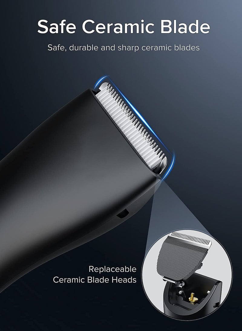 Zikra Groin Hair Trimmer for Men Waterproof Wet/Dry Clippers Body Trimmer with Replaceable Ceramic Blade Heads LCD Display Rechargeable Built-in Battery Male Hygiene Razor - Image 2