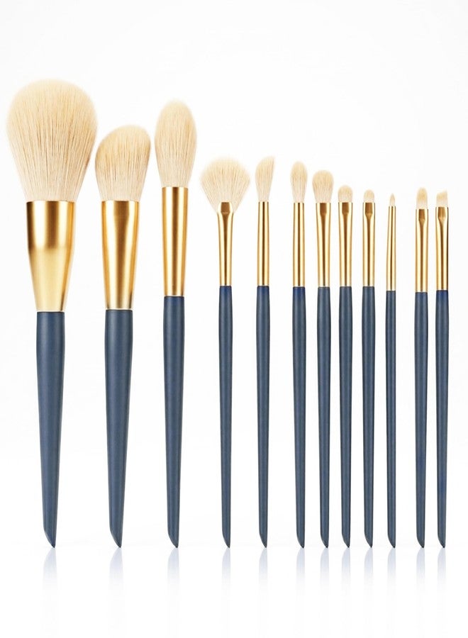 GLUN® Professional Makeup Brushes Set 12 Different Size Shape Brushes with Travel Cloth Bag, Complete Face & Eye Brush Kit for Foundation, Powder, Eyeshadow & Blending - Image 1