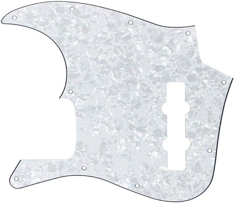 FLEOR 10 Hole J Bass Pickguard Scratch Plate Pick Guards for 4 Strings American/Mexican Standard J Bass Part, 4Ply White Pearl - Image 5