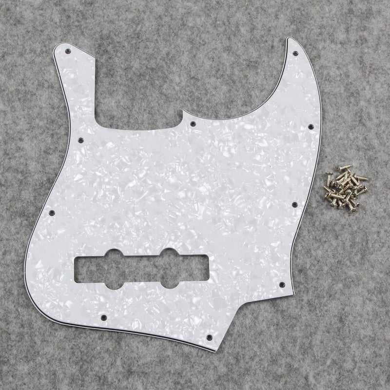 FLEOR 10 Hole J Bass Pickguard Scratch Plate Pick Guards for 4 Strings American/Mexican Standard J Bass Part, 4Ply White Pearl - Image 2