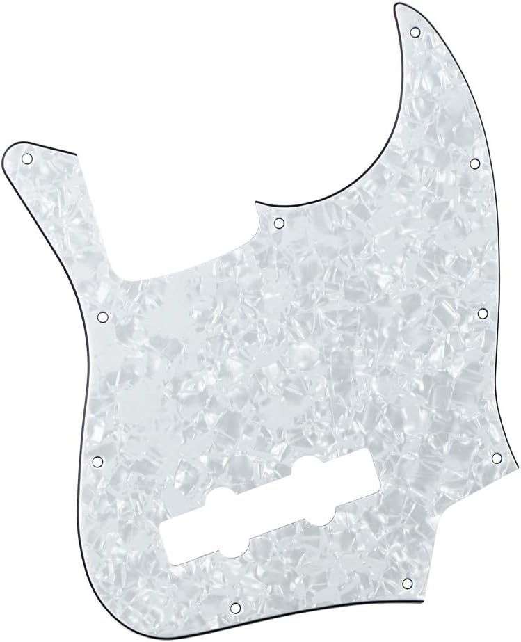 FLEOR 10 Hole J Bass Pickguard Scratch Plate Pick Guards for 4 Strings American/Mexican Standard J Bass Part, 4Ply White Pearl - Image 4