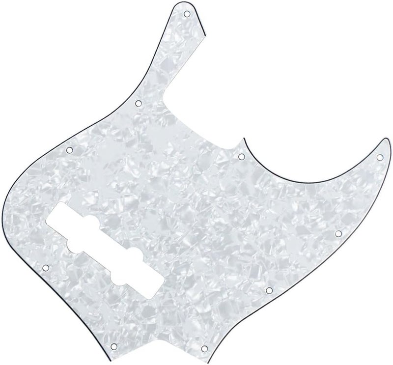 FLEOR 10 Hole J Bass Pickguard Scratch Plate Pick Guards for 4 Strings American/Mexican Standard J Bass Part, 4Ply White Pearl - Image 3