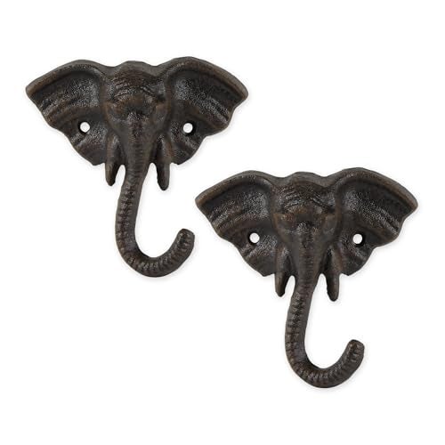 Zingz & Thingz Decorative Cast Iron Animal Wall Hook Collection, 4.75x2x4.5, Elephant, 2 Count - Image 1
