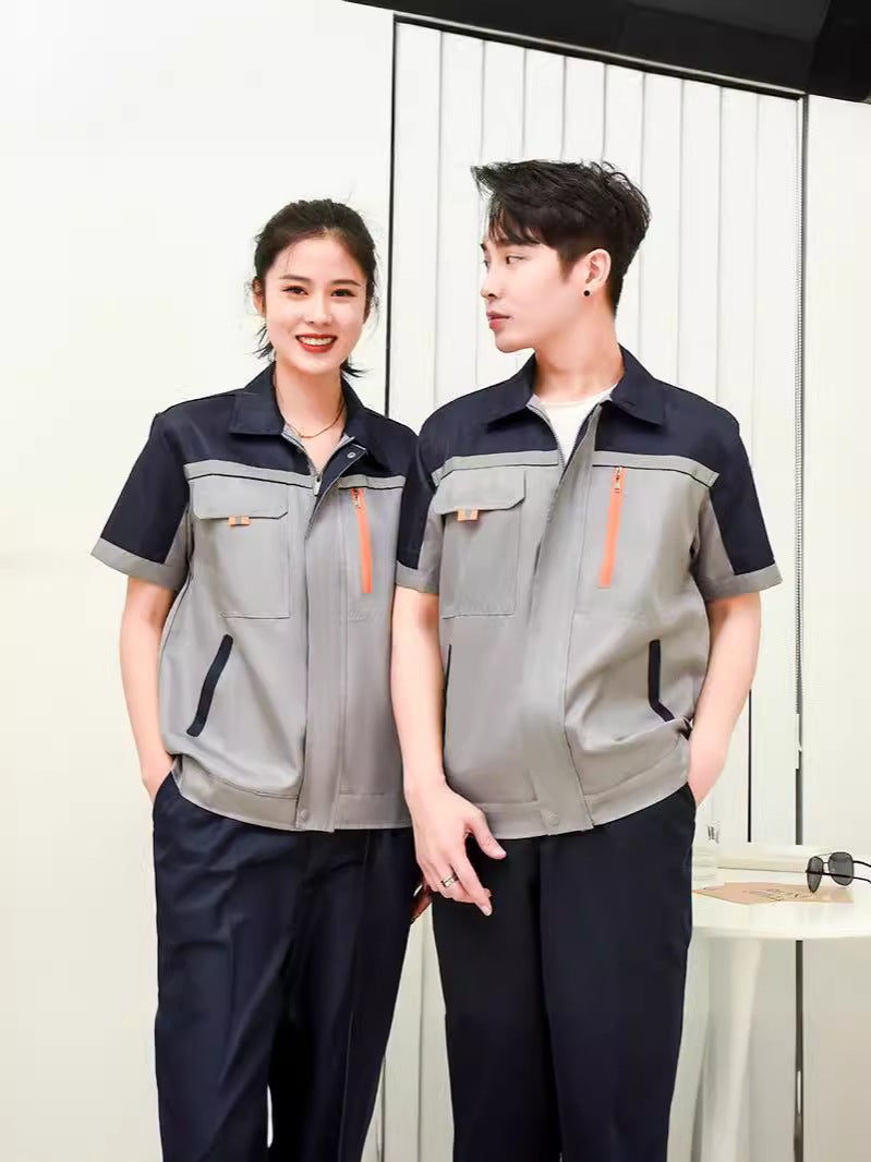 Summer Work Clothes Suit Short-Sleeved Shirt Printing Men'S And Women'S Thin Wear-Resistant Factory Workshop Auto Repair Labor Protection Work Clothes - Image 5