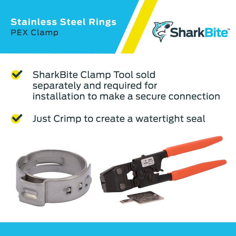 SharkBite 3/4 Inch Clamp Ring, Stainless Steel Plumbing Fitting, PEX Pipe, PE-RT, UC955A - Image 4