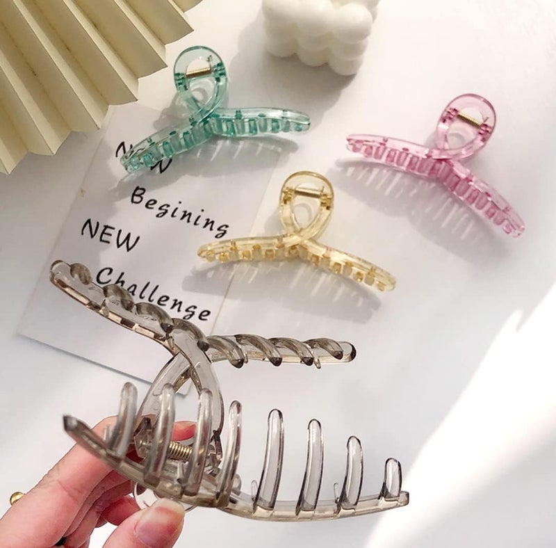 HOMEMATES 6 Pcs Korean Large Pearl Transparent Resin Shell Hair Claw Multicolor Hair Clips Thick Long Hair Jaw Clips Clutches Barrettes Hair Accessories For Women And Girls - Image 5