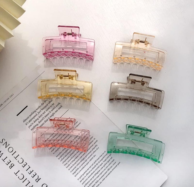 HOMEMATES 6 Pcs Korean Large Pearl Transparent Resin Shell Hair Claw Multicolor Hair Clips Thick Long Hair Jaw Clips Clutches Barrettes Hair Accessories For Women And Girls - Image 3