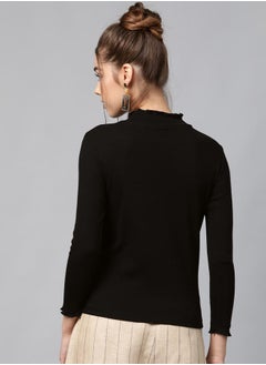 SASSAFRAS Ribbed High Neck Top with Long Sleeves by Styli  - Image 3