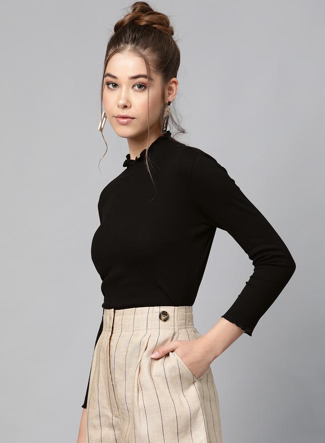 SASSAFRAS Ribbed High Neck Top with Long Sleeves - Image 2