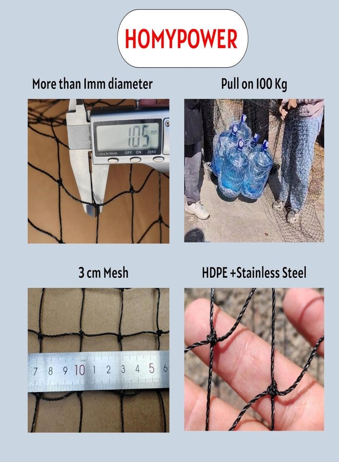 HOMYPOWER Cat Netting Balcony, Stainless Steel Reinforced Bite Tear UV and Weather-Resistant Anti-Fall Netting for Pets, Safety Net for Cat, Small Catio for Apartment Balcony Protection (10x13 ft) - Image 5