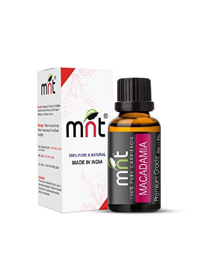 MNT Macadamia Cold Pressed Carrier Oil 100% Pure l & Undiluted Therapeutic Grade For Skin care (30ML) - Image 1