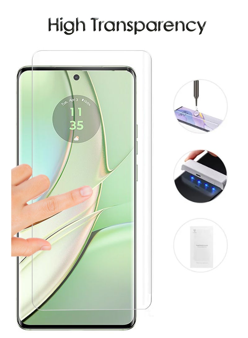 For Motorola Edge 40 - UV Advanced Premium Tempered Glass Screen Protector Guard , Full Adhesive UV Curved Case Friendly HD Clarity With Installation Kit - Image 2
