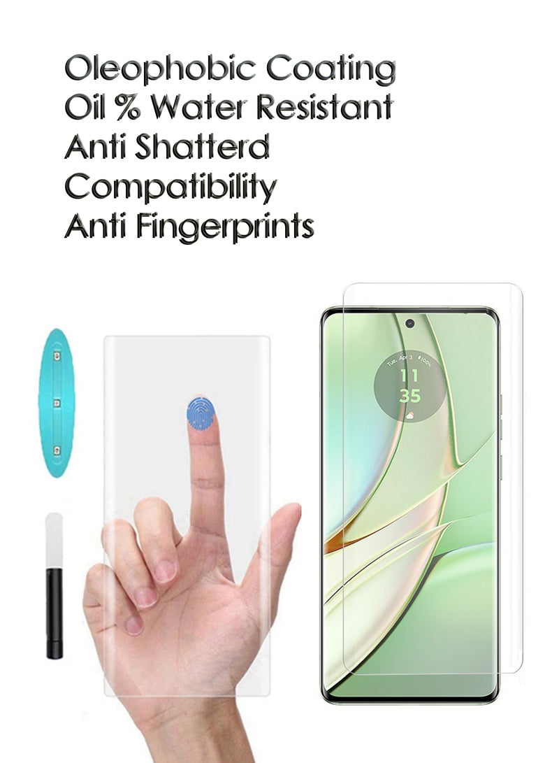 For Motorola Edge 40 - UV Advanced Premium Tempered Glass Screen Protector Guard , Full Adhesive UV Curved Case Friendly HD Clarity With Installation Kit - Image 4