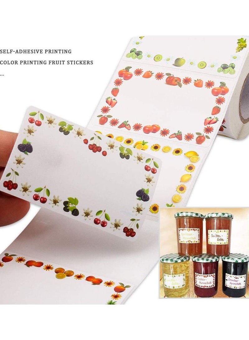 KASTWAVE 1 Roll/500 pcs Labels for Jars, Food Freezer Labels Self Adhesive Jam Jar Labels 5x3CM Cute Fruits Sticky Labels Jar Stickers Labels for Kitchen Food Bottle Jams Containers - Image 2
