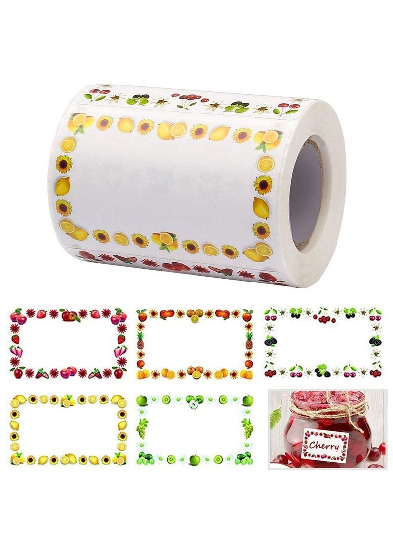 KASTWAVE 1 Roll/500 pcs Labels for Jars, Food Freezer Labels Self Adhesive Jam Jar Labels 5x3CM Cute Fruits Sticky Labels Jar Stickers Labels for Kitchen Food Bottle Jams Containers - Image 1
