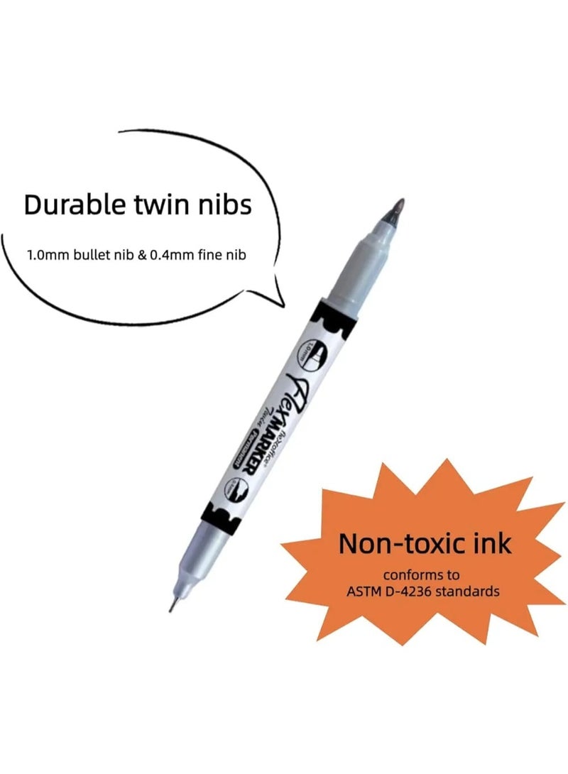 FLEXOFFICE Twin CD Marker 12-Pieces, 1.0/0.4 mm Point Size,‎ FO-PM07 BLACK - Image 2