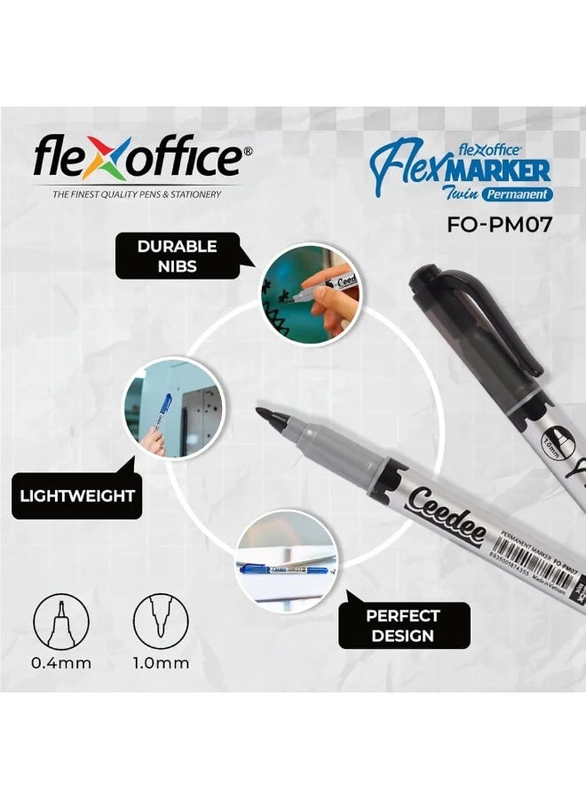 FLEXOFFICE Twin CD Marker 12-Pieces, 1.0/0.4 mm Point Size,‎ FO-PM07 BLACK - Image 4