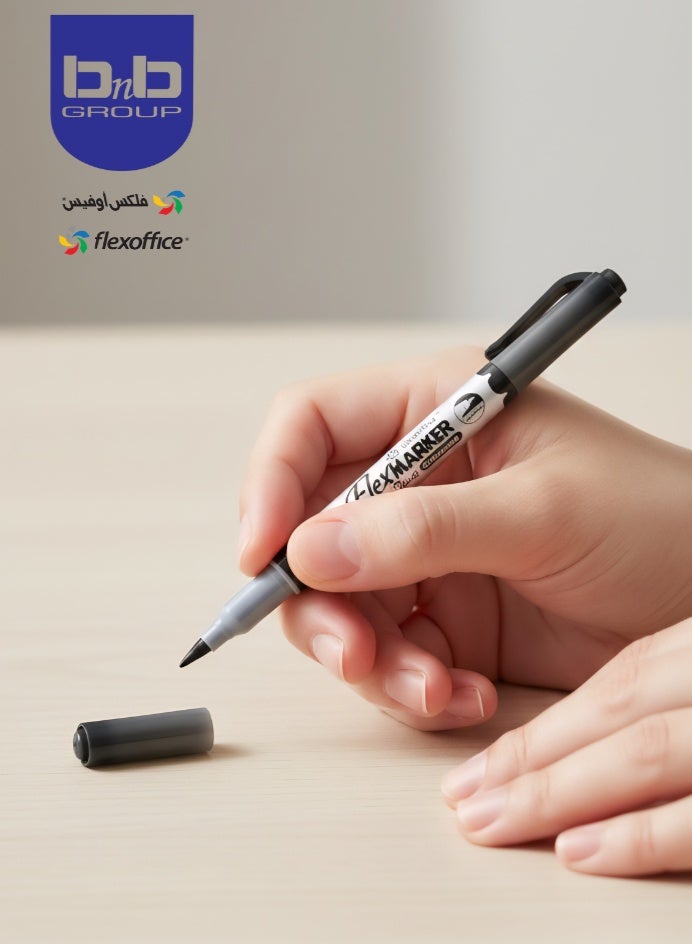 FLEXOFFICE Twin CD Marker 12-Pieces, 1.0/0.4 mm Point Size,‎ FO-PM07 BLACK - Image 5