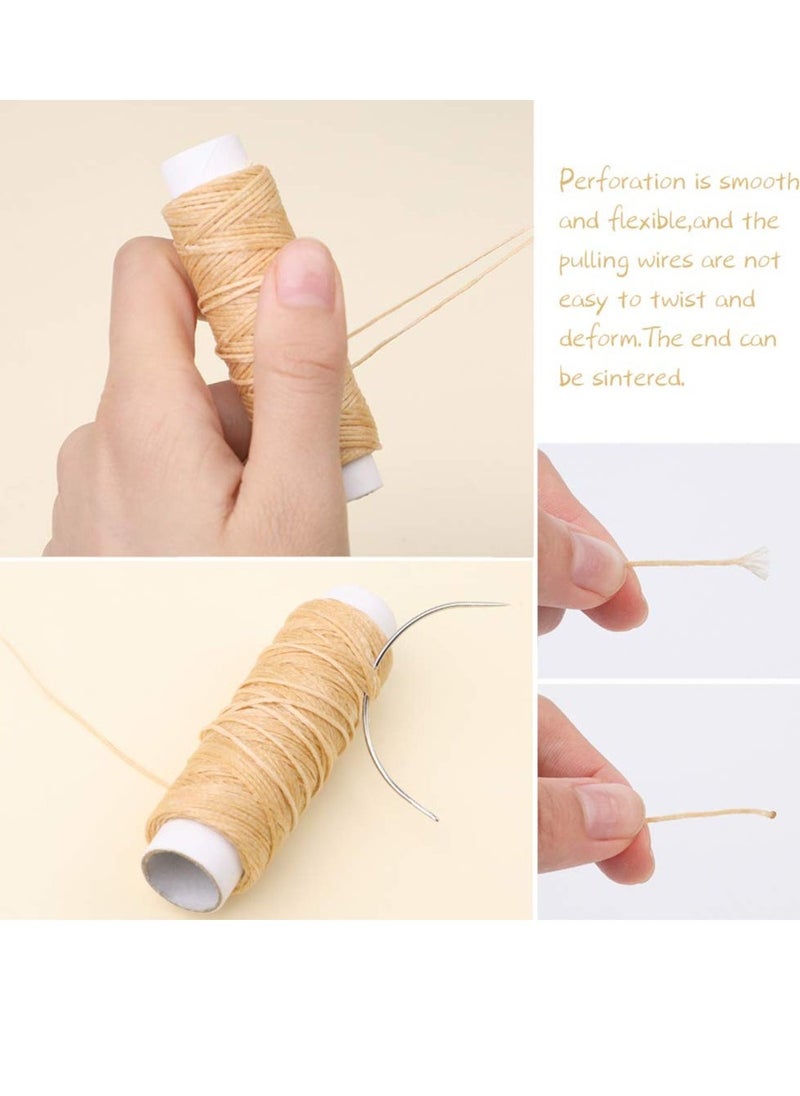 Generic - 32 Yards Waxed Thread with 7 pcs Leather Hand Sewing Needles, 150D Flat Sewing Waxed Thread and Leather Repair Needles for Home Upholstery Carpet Leather Sewing Waxed Thread Cord Leather Craft DIY - Image 1