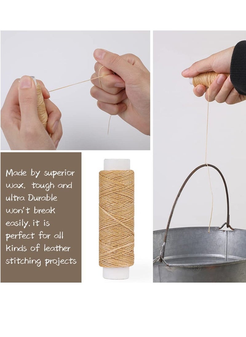 Generic - 32 Yards Waxed Thread with 7 pcs Leather Hand Sewing Needles, 150D Flat Sewing Waxed Thread and Leather Repair Needles for Home Upholstery Carpet Leather Sewing Waxed Thread Cord Leather Craft DIY - Image 1