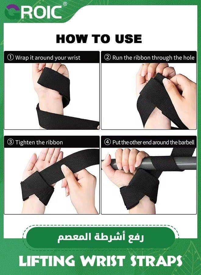 GROIC Lifting Straps for Weightlifting, Weight Gym Power Workouts Wrist Padded,Home Deadlift Straps,Exercise  - Image 4