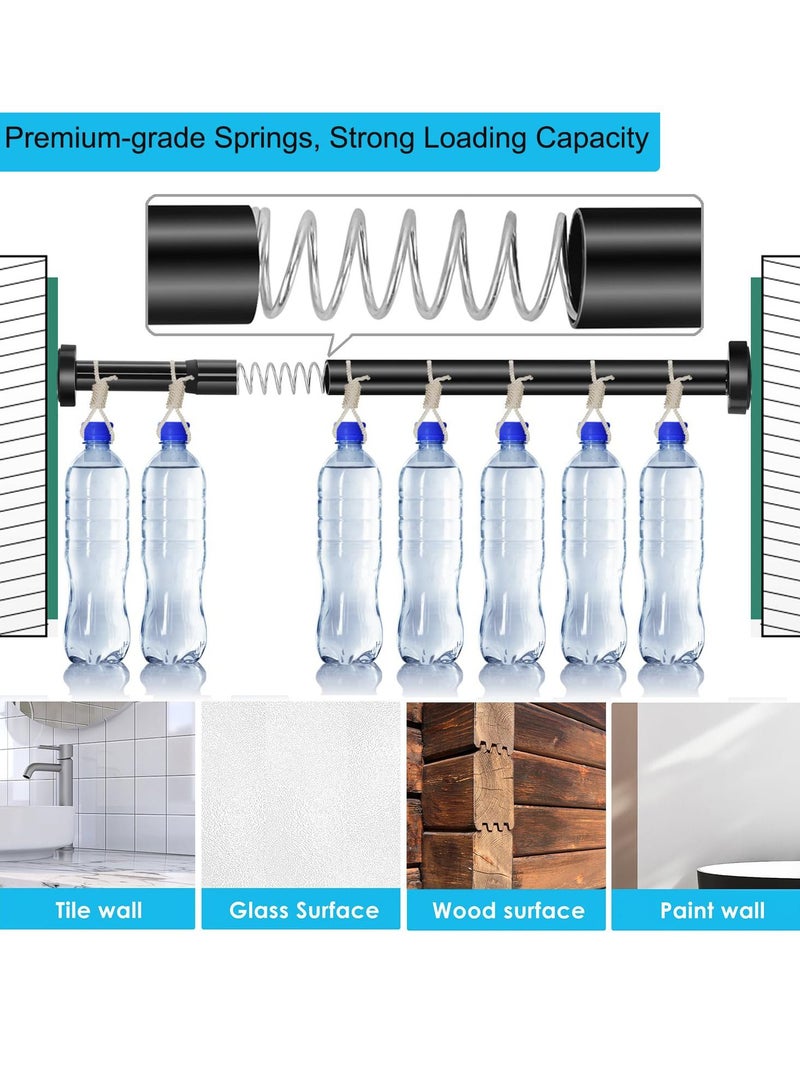 Excefore Tension Curtain Rod, 28-43 inch for windows or bathroom, No drilling black shower tension rod, Window Curtain Rod No Rust and Non Slip, Black, Classic Finial - Image 2