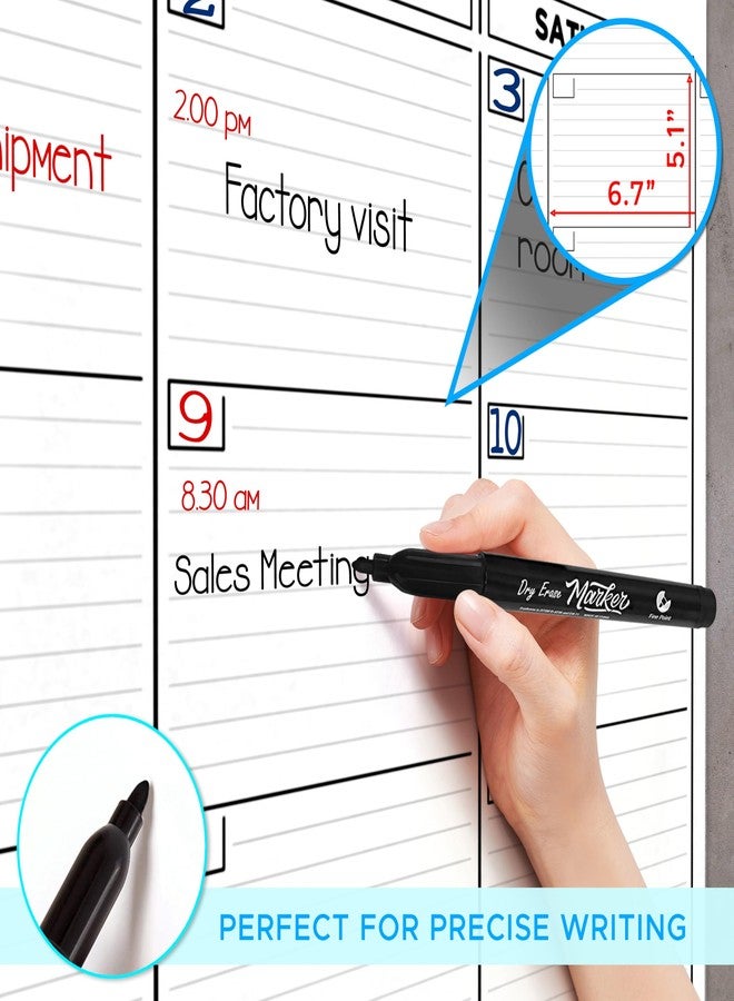 Scribbledo Large 36"x48" White Board Calendar Blank Dry Erase Calendar for Wall Big Dry Erase Wall Calendar Monthly Large Wall Calendar Dry Erase Board Planner Includes 6 Markers Eraser Push Pins & Mounting Tape - Image 3