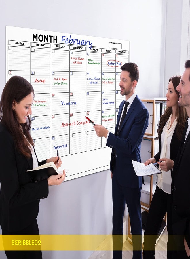 Scribbledo Large 36"x48" White Board Calendar Blank Dry Erase Calendar for Wall Big Dry Erase Wall Calendar Monthly Large Wall Calendar Dry Erase Board Planner Includes 6 Markers Eraser Push Pins & Mounting Tape - Image 2