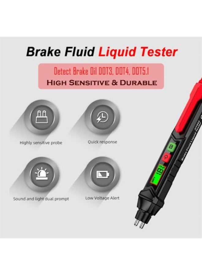 Azonee Brake Fluid Tester Pen, Automotive Brake Fluid Content Detector, Vehicle Brake Diagnostic Testing Tool, Hydraulic Fluid Liquid Tester Pen Oil Moisture Tester Analyzer Meter for DOT3 DOT4 DOT5.1 - Image 5