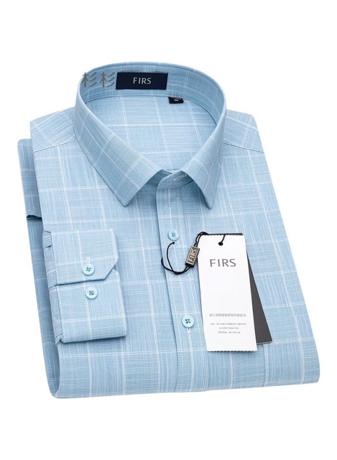 FIRS قميص رجال مزخرف كاجوال بأكمام طويلة رسمي غير قابل للكي 2004 أخضر 41 - Image 1