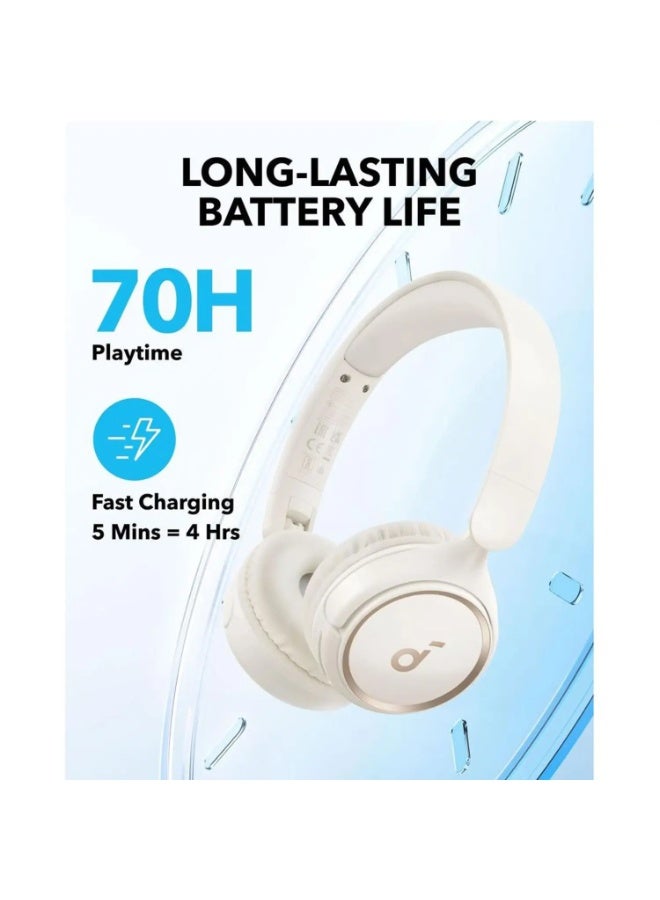 Anker Soundcore H30i (Model A3012H21) Wireless On‑Ear Headphones – White | 40 mm Drivers, Up to 70 Hrs Playtime, Bluetooth 5.3, Foldable Design, App EQ, Multipoint Connectivity & Fast Charging - Image 1