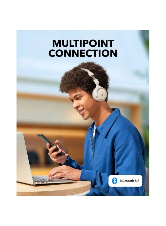 Anker Soundcore H30i (Model A3012H21) Wireless On‑Ear Headphones – White | 40 mm Drivers, Up to 70 Hrs Playtime, Bluetooth 5.3, Foldable Design, App EQ, Multipoint Connectivity & Fast Charging - Image 3