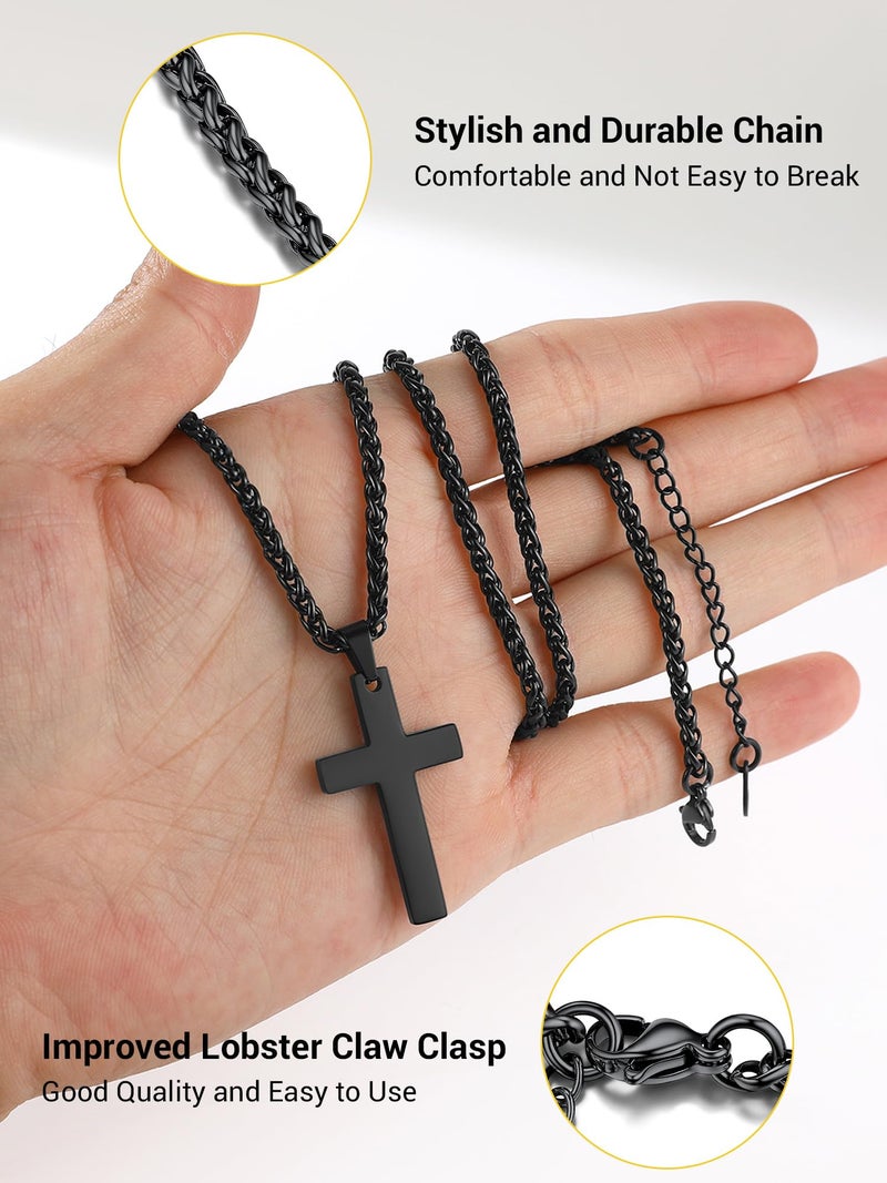 PROSTEEL Mens Cross Necklace Black Pendant Chain 22 inch Trendy Gothic Punk Jewelry Men Minimalist Cross Necklaces - Image 5