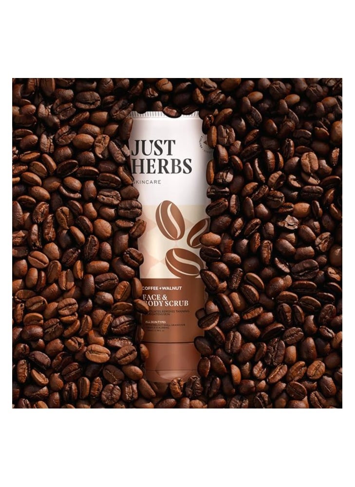 Just Herbs - Just Herbs Coffee, Walnut Exfoliating Detan Face & Body Scrub for Blackheads, Whiteheads, Removes Tanning & Glowing Skin - For Men & Women 100 Ml - Image 1