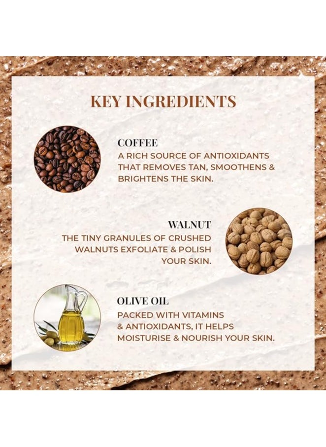 Just Herbs - Just Herbs Coffee, Walnut Exfoliating Detan Face & Body Scrub for Blackheads, Whiteheads, Removes Tanning & Glowing Skin - For Men & Women 100 Ml - Image 1