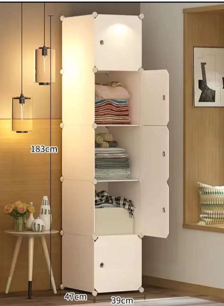 خزانة تنظيم تخزين مكعبات 5 رفوف تخزين بلاستيكية لغرفة النوم، غرفة المعيشة، المكتب، خزانة تنظيم تخزين مكعبات 5 (بيضاء) - Image 1