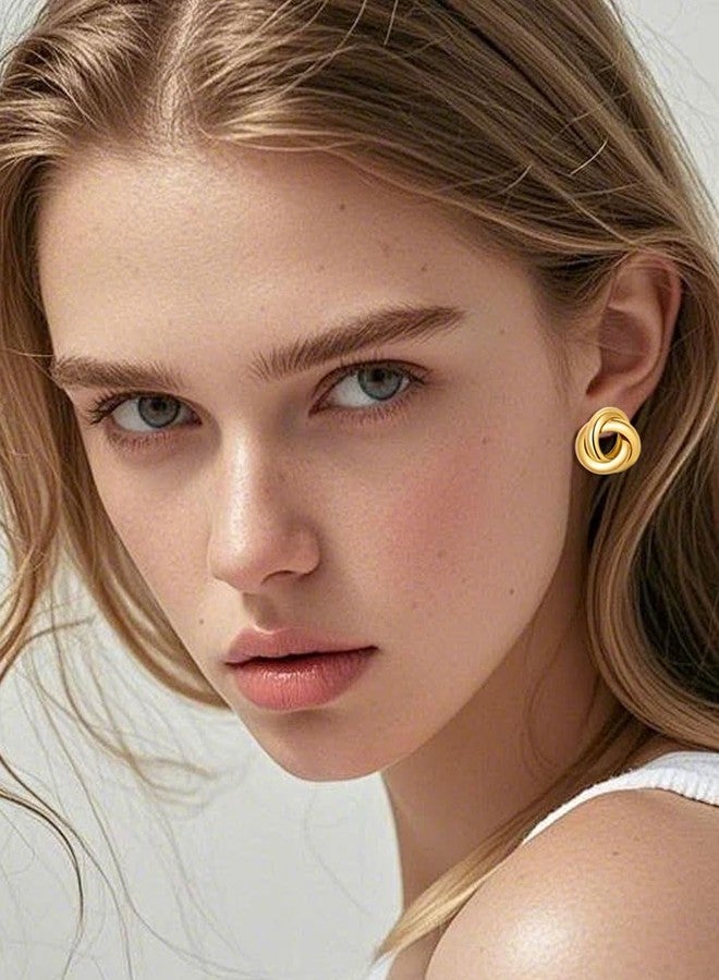 تورنيتو طقم مجوهرات تورنيتو مكون من 8 أزواج من أقراط العقدة الذهبية للنساء، أقراط متدلية طويلة بتصميمات هندسية ملتوية - Image 4