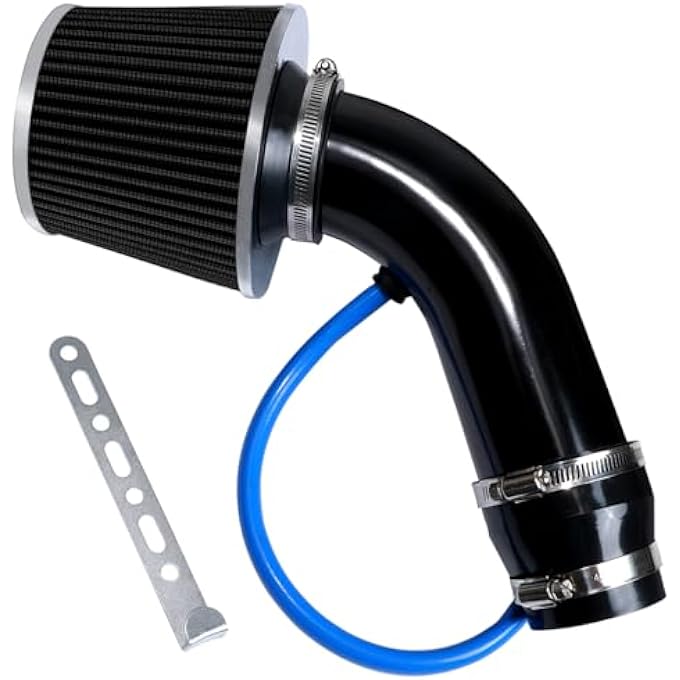Tongze Black 3 Inch Universal Cold Air Intake Filter Kit with Stainless Steel Filter and Aluminum Alloy Pipe, Automotive Air Filter High Induction Flow (Black) - Image 1