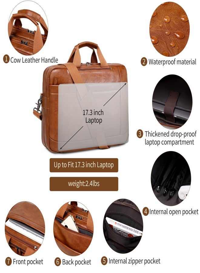 Stuery Faux Leather Messenger Bag for Men | 17-17.3 Inch Leather Mens Laptop Bag Leather Briefcasen Convertible Backpack 3 in 1 Computer Handbags Work Bag Shoulder Crossbody Bag Office | Vintage Brown - Image 5