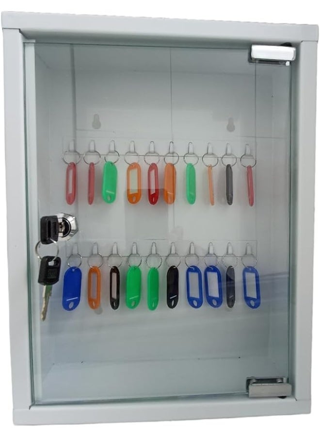 ROBUSTLINE Key Box With Free Key Tags 20 Keys With Glass Door