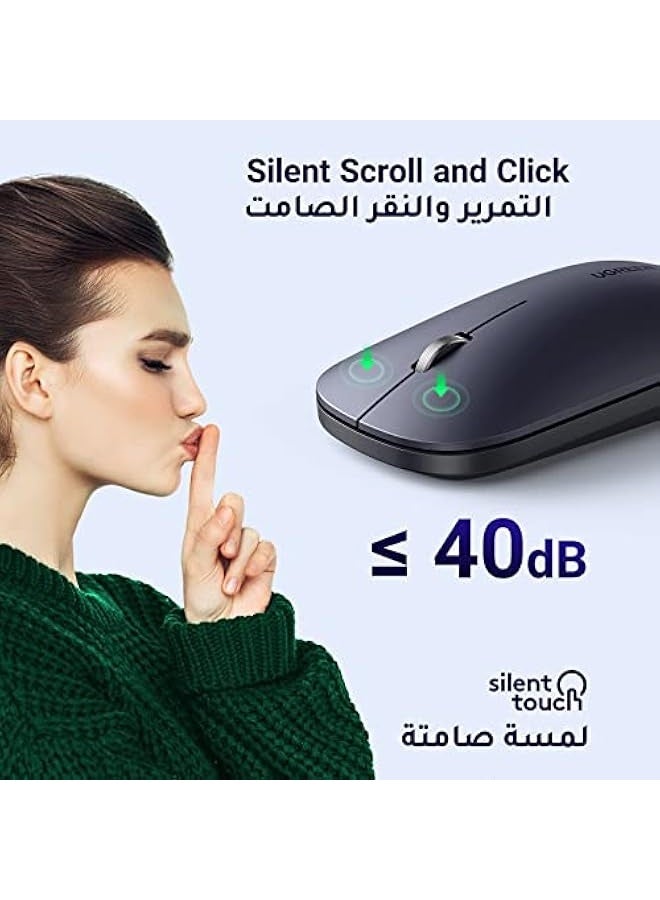 Wireless Mouse, Slim Mouse Silent Mice Noiseless for Laptop with 2.4G USB Adapter Ultrafast Scrolling Portable Mouse 4 Adjustable DPI Compatible with PC HP Lenovo ASUS Dell Smart TV-Black - Image 2