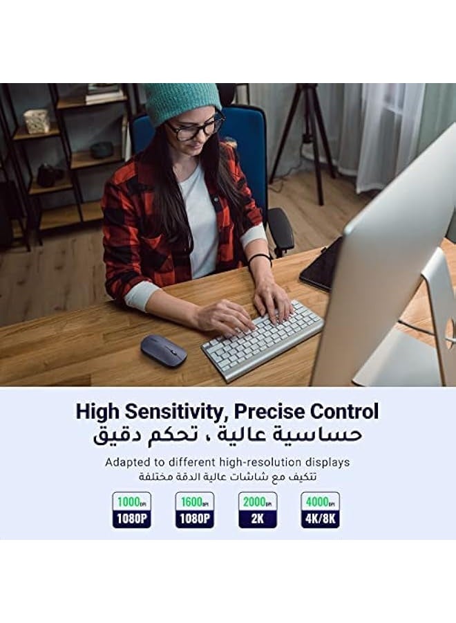 Wireless Mouse, Slim Mouse Silent Mice Noiseless for Laptop with 2.4G USB Adapter Ultrafast Scrolling Portable Mouse 4 Adjustable DPI Compatible with PC HP Lenovo ASUS Dell Smart TV-Black - Image 3