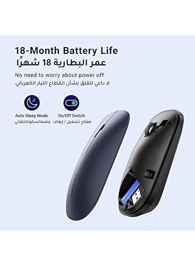 Wireless Mouse, Slim Mouse Silent Mice Noiseless for Laptop with 2.4G USB Adapter Ultrafast Scrolling Portable Mouse 4 Adjustable DPI Compatible with PC HP Lenovo ASUS Dell Smart TV-Black - Image 4