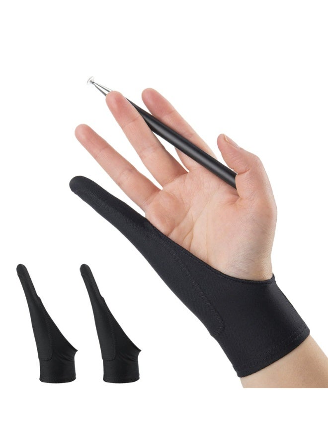 2 عبوة قفاز الفنان قفاز الرسم براحة اليدين للوحات الجرافيك اللوحية، الآيباد - واقي من التلطخ، إصبع واحد، ليكرا مرنة، بدون أصابع، جيد لليد اليمنى واليسرى (M) - Image 1