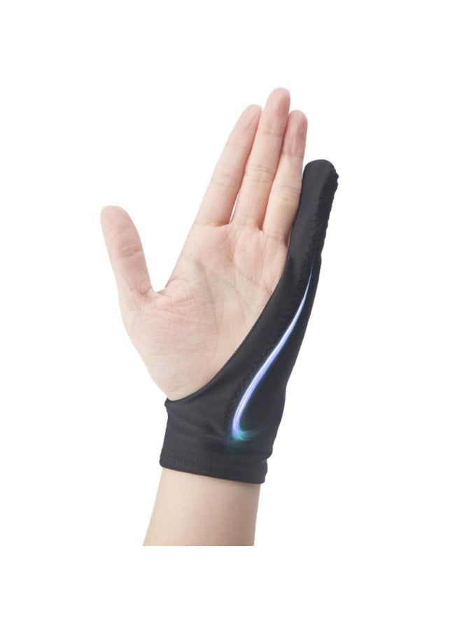 2 عبوة قفاز الفنان قفاز الرسم براحة اليدين للوحات الجرافيك اللوحية، الآيباد - واقي من التلطخ، إصبع واحد، ليكرا مرنة، بدون أصابع، جيد لليد اليمنى واليسرى (M) - Image 2