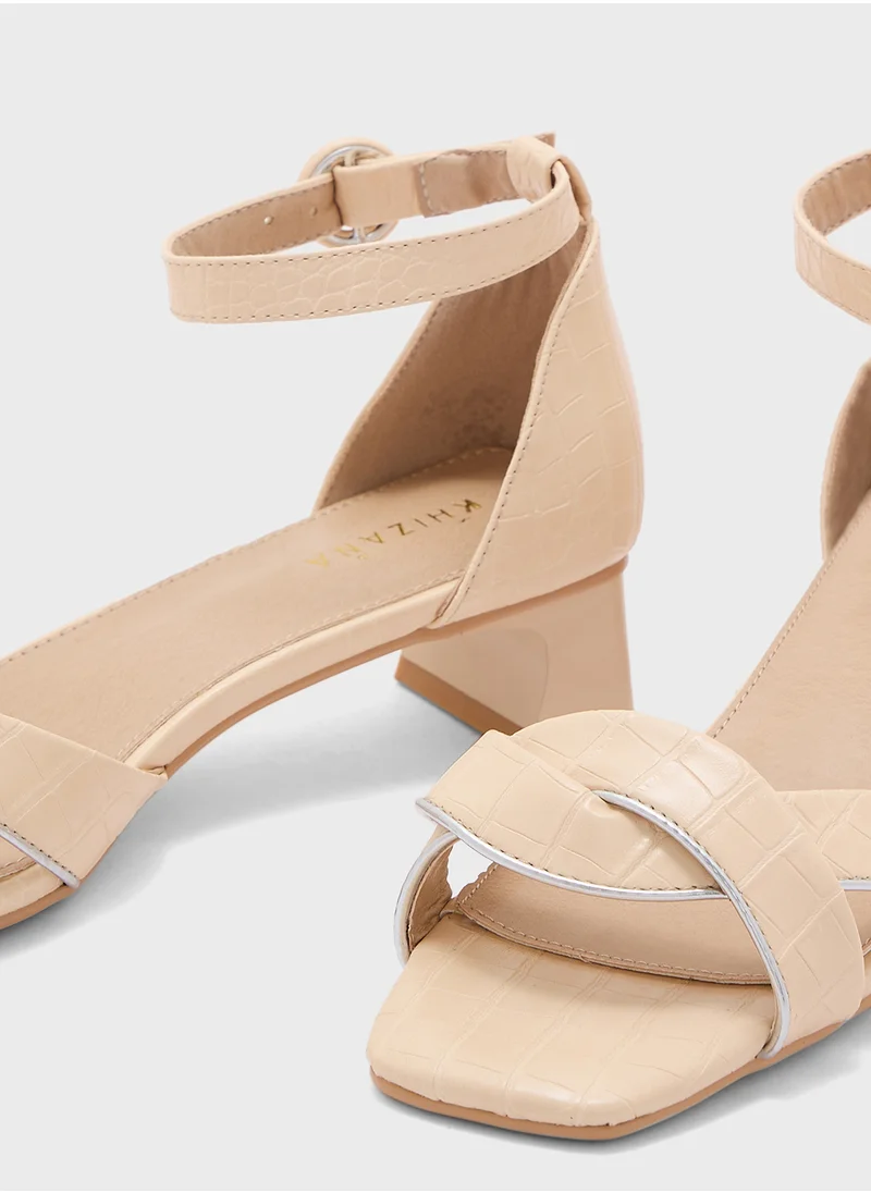 Khizana Textured Twisted Heeled Sandal